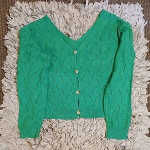 SHEIN Green Button-Up Cardigan